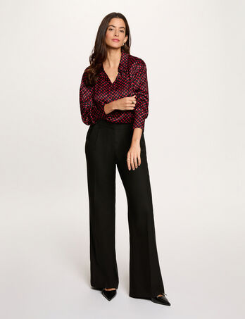 Pantal&oacute;n pernera ancha pinzas negro mujer