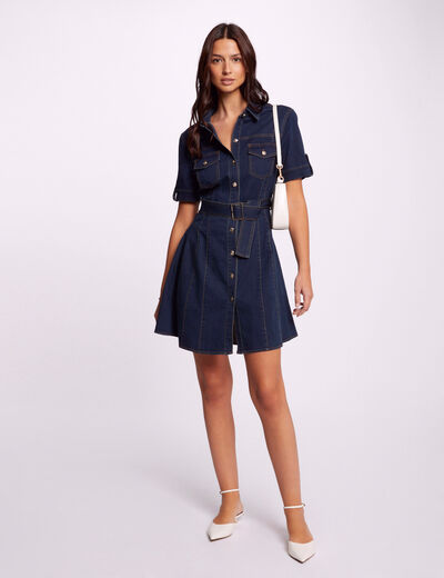 Vestido corto vaquero vaquero en bruto mujer