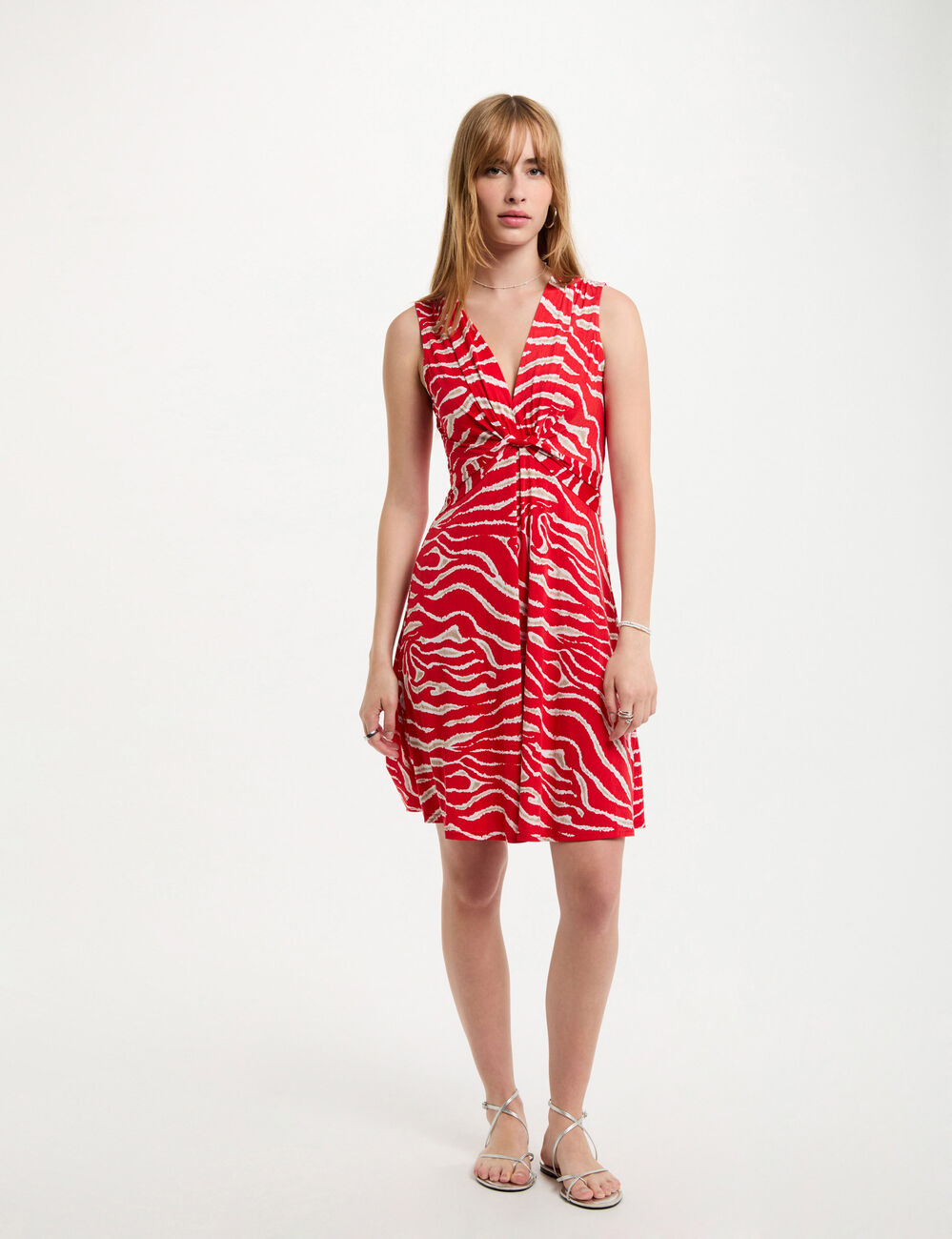 Vestido corto estampado multicolor mujer