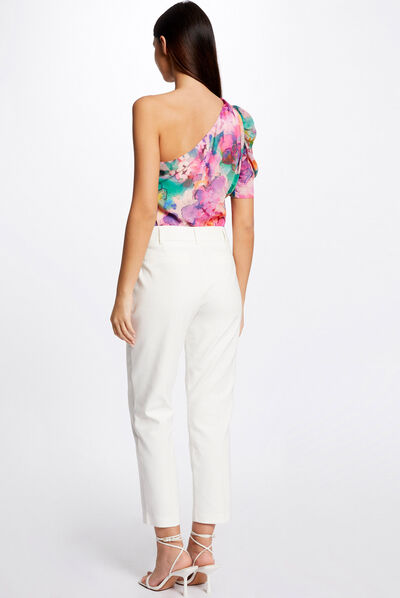 Blusa asimétrica estampado floral multicolor mujer