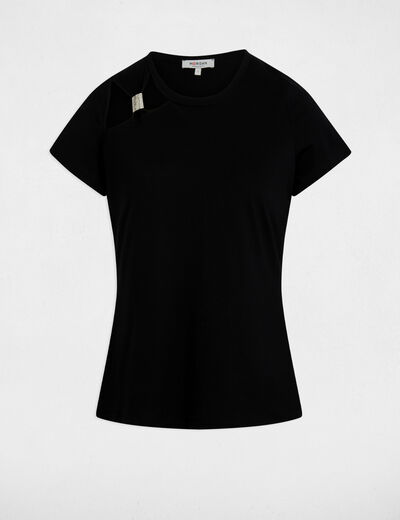 Camiseta manga corta negro mujer