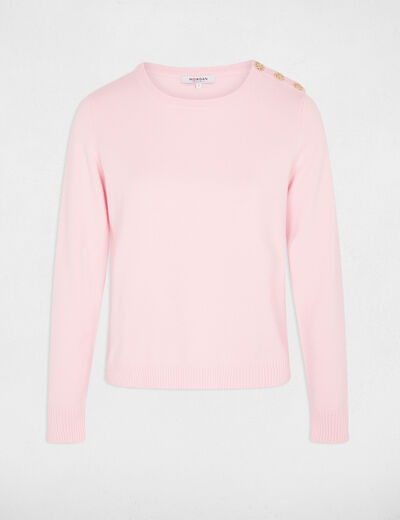 Jersey cuello redondo con botones rosa claro mujer