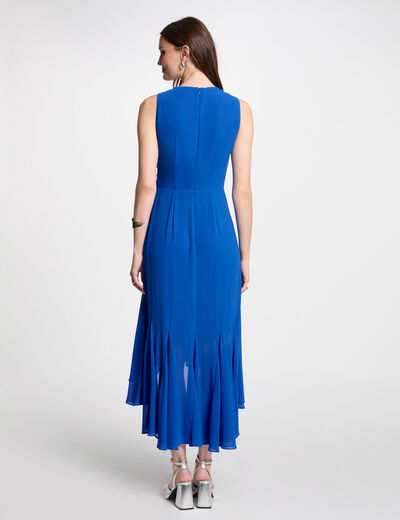 Vestido midi recto holgado azul eléctrico mujer