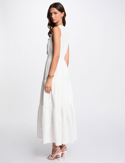 Vestido largo recto blanco mujer