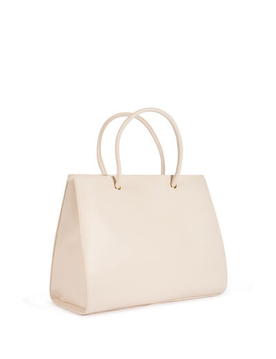 Bolso shopper acolchado marfil mujer