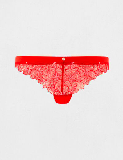 Tanga de encaje rojo mujer