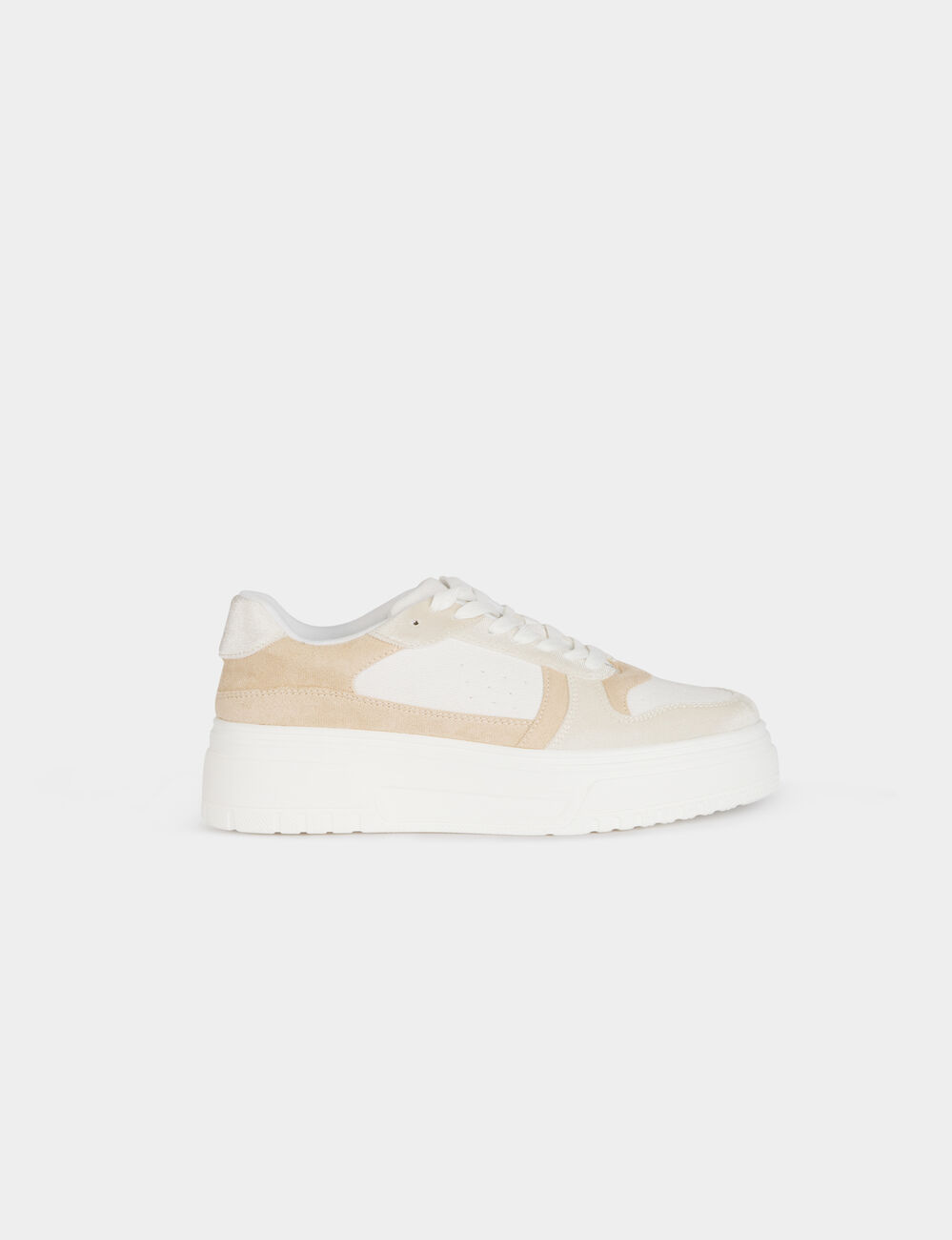 Zapatillas con plataformas beige mujer