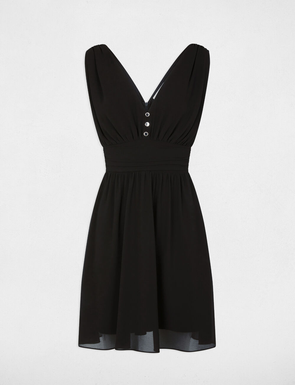 Vestido corto acampanado negro mujer