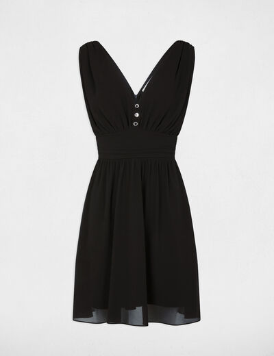 Vestido corto acampanado negro mujer