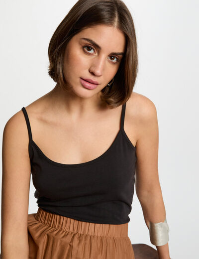 Top con tirantes finos negro mujer