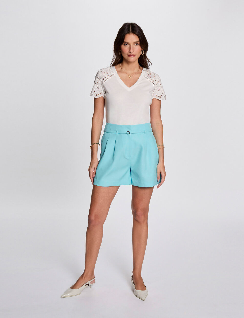 Short holgado talle alto azul cielo mujer
