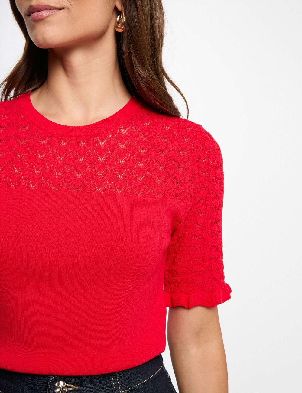 Jersey de mangas cortas rojo mujer