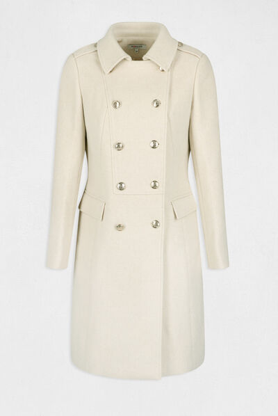 Abrigo recto abotonado beige mujer