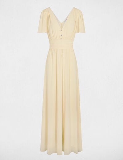 Vestido largo fluido amarillo pastel mujer