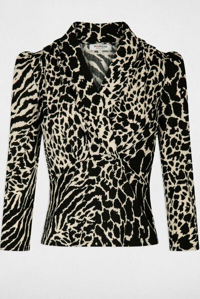 Camiseta manga 3/4 estampado animal multico mujer