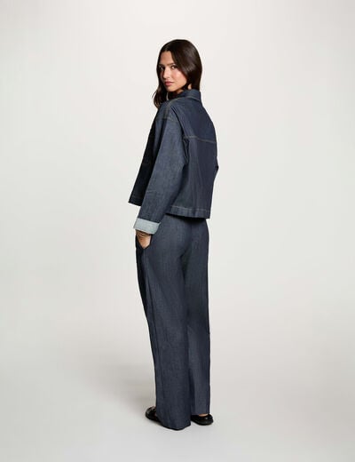 Chaqueta vaquera corta denim crudo mujer