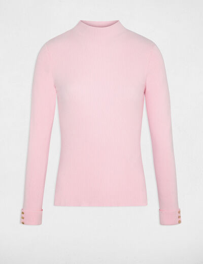 Jersey de cuello alto rosa pastel mujer