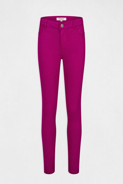 Pantalón skinny talle bajo frambuesa mujer