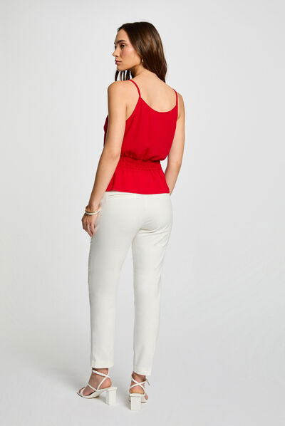 Pantalón city recto estilo corto crudo mujer
