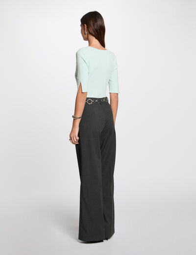 Jersey escote en V verde claro mujer