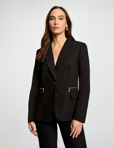 Chaqueta detalles cremallera negro mujer