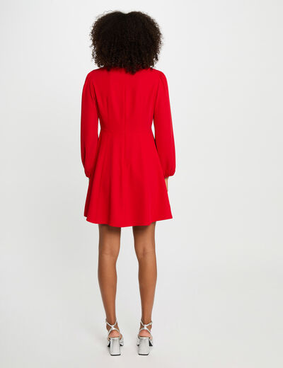 Vestido corto evasé rojo mujer