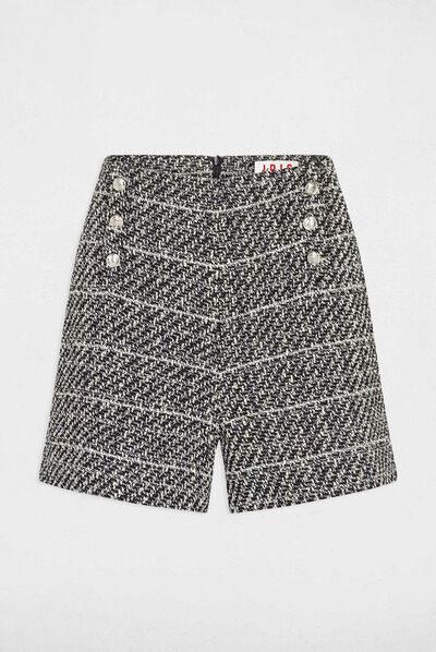Short recto con hilos metalizados negro mujer