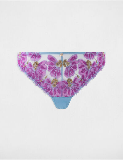 Tanga de encaje azul mujer