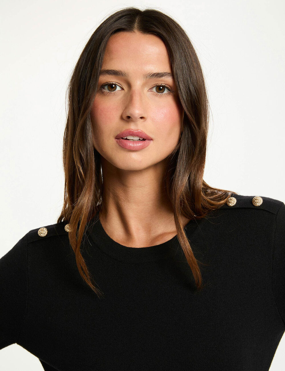 Vestido corto de punto trapezoidal negro mujer