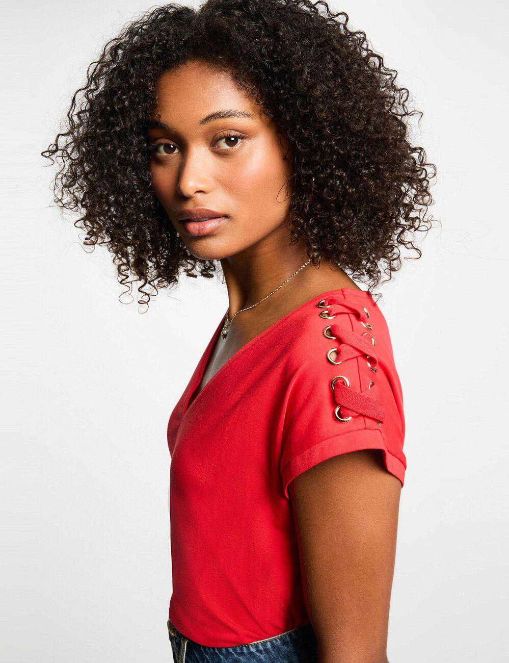 Camiseta manga corta rojo mujer