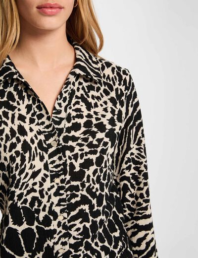 Camisa entallada con cuello vuelto multicolor mujer