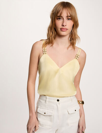Top sat&eacute;n con tirantes amarillo pastel mujer