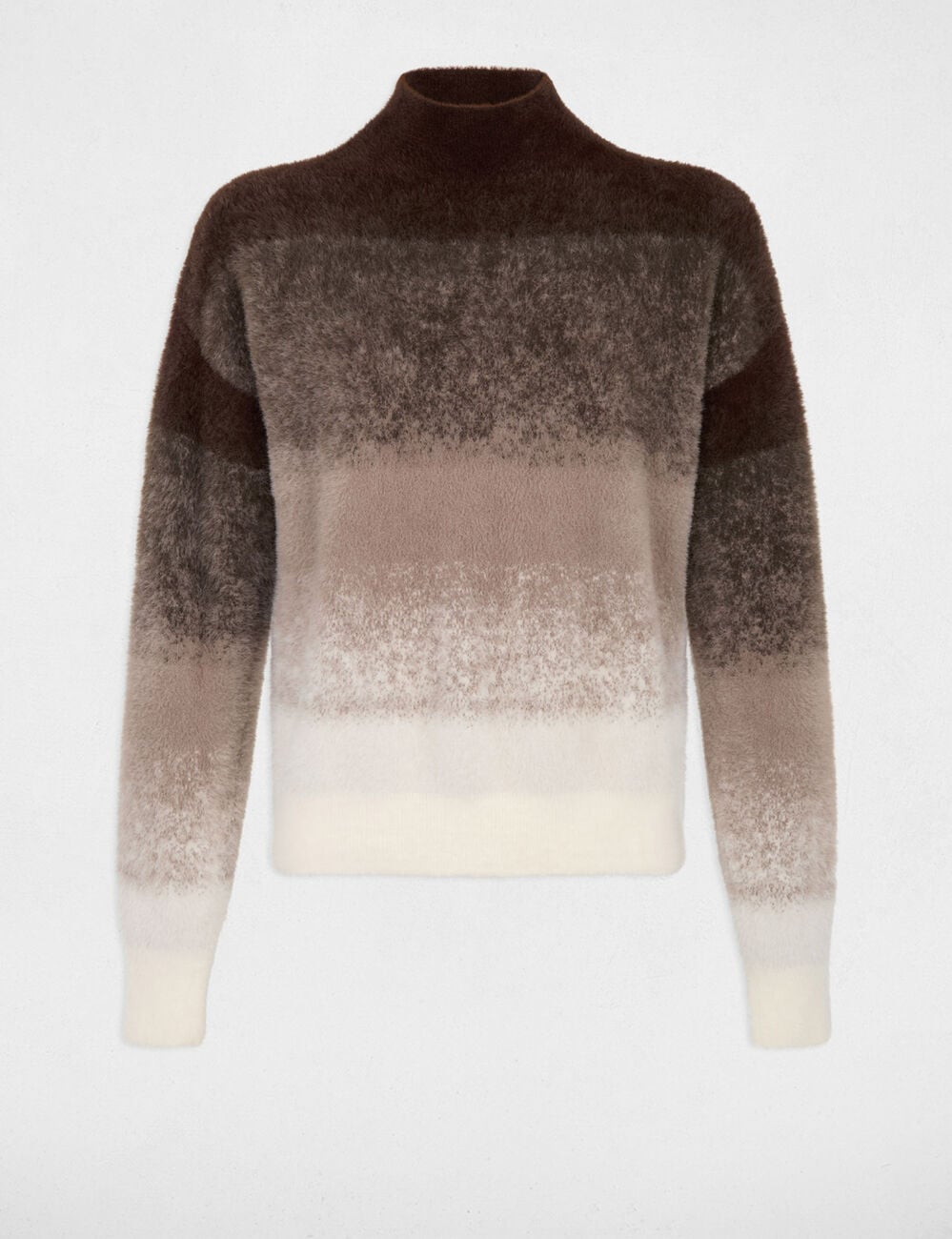 Jersey con cuello alto marr&oacute;n oscuro mujer