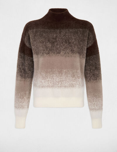 Jersey con cuello alto marr&oacute;n oscuro mujer