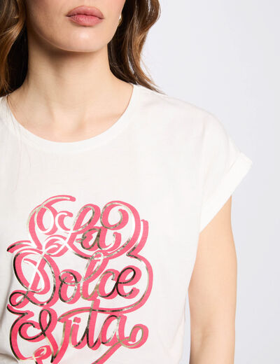 Camiseta con mensaje blanco mujer
