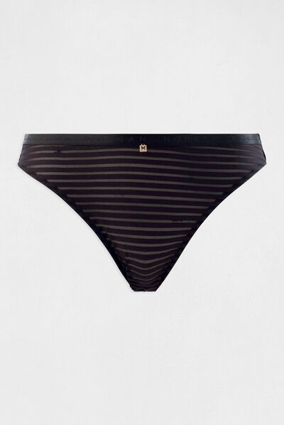 Slip de encaje negro mujer