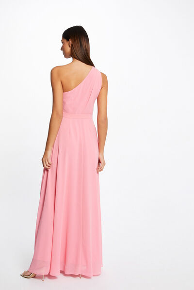 Vestido largo acampanado asimétrico  mujer