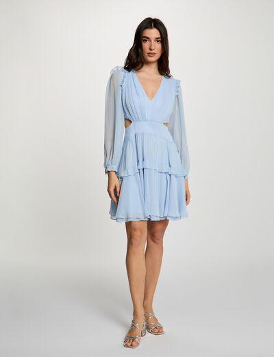 Vestido corto ajustado con escote v azul cielo mujer