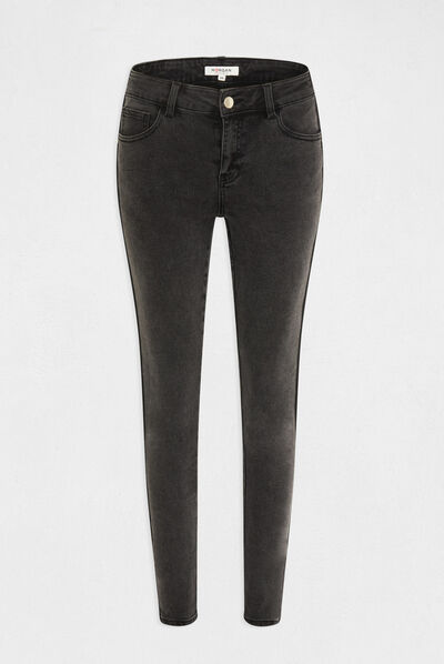 Vaquero skinny con bandas en el lado gris moyen mujer