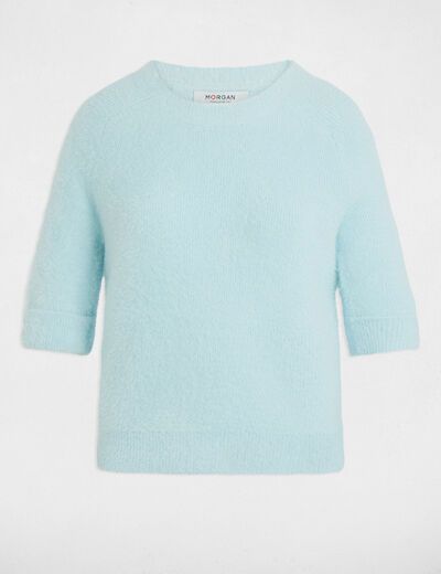 Jersey manga corta azul cielo mujer