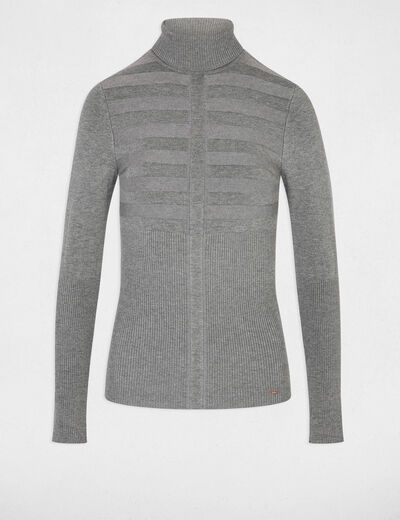 Jersey de cuello alto ajustado gris claro mujer