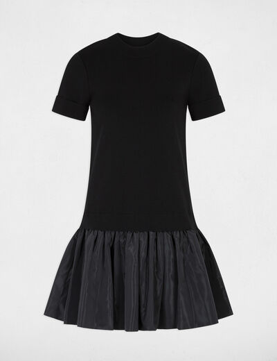 Vestido de punto mangas cortas negro mujer