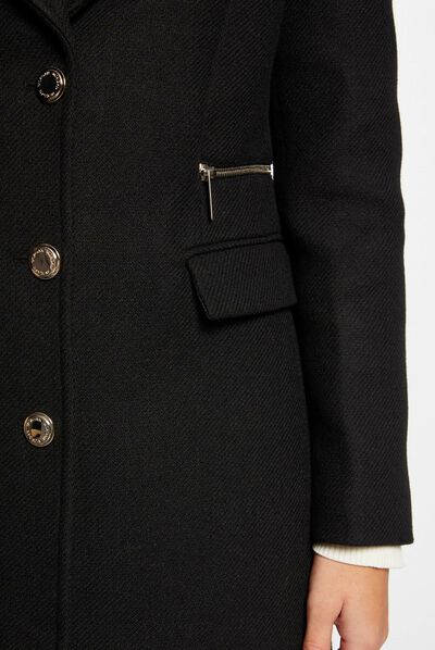 Abrigo entallado detalle de cremallera negro mujer