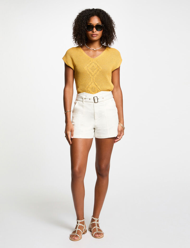 jersey manga corta amarillo mostaza mujer Jersey manga corta amarillo mostaza mujer