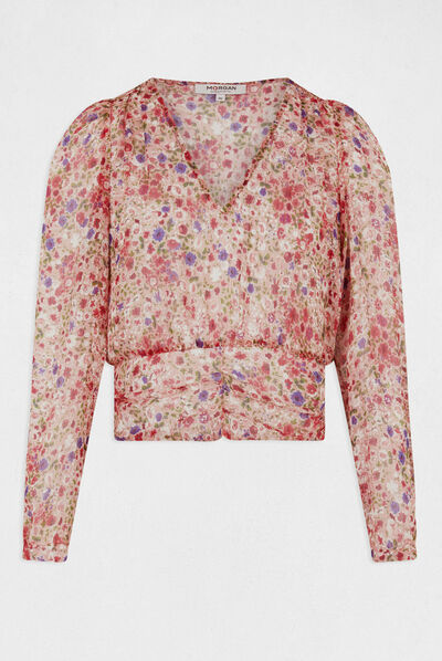 Blusa manga larga estampado floral multicolor mujer