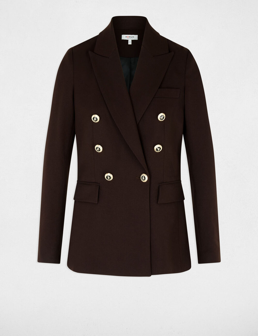 Blazer ajustado de manga larga marr&oacute;n oscuro mujer