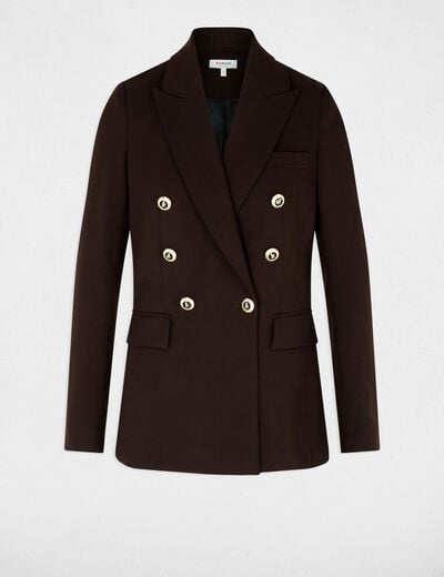 Blazer ajustado de manga larga marr&oacute;n oscuro mujer