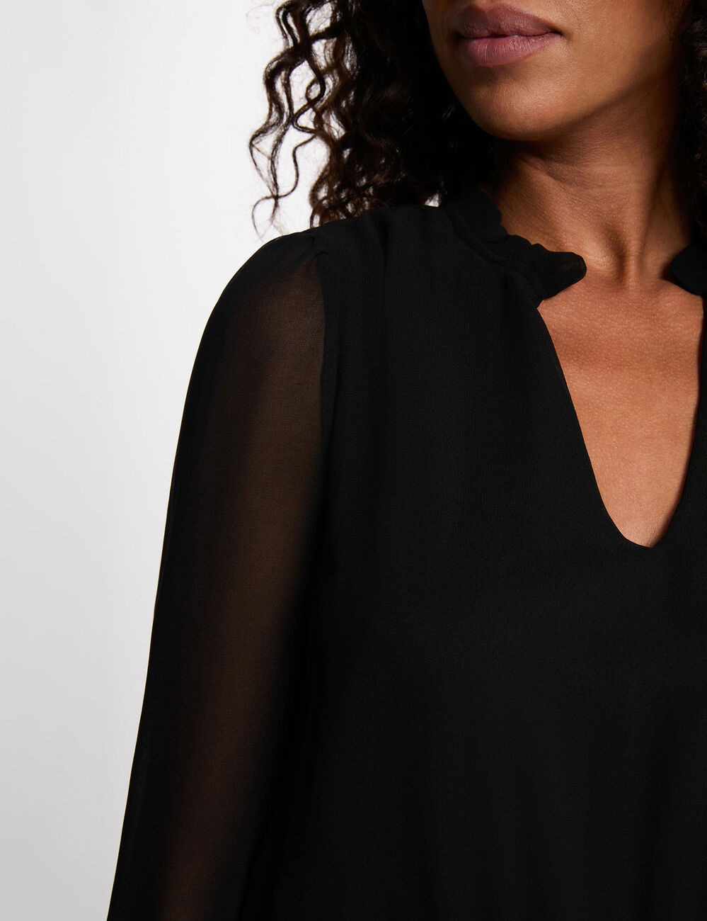 Vestido corto de gasa negro mujer