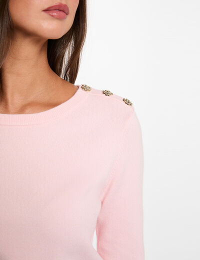 Jersey cuello redondo con botones rosa claro mujer