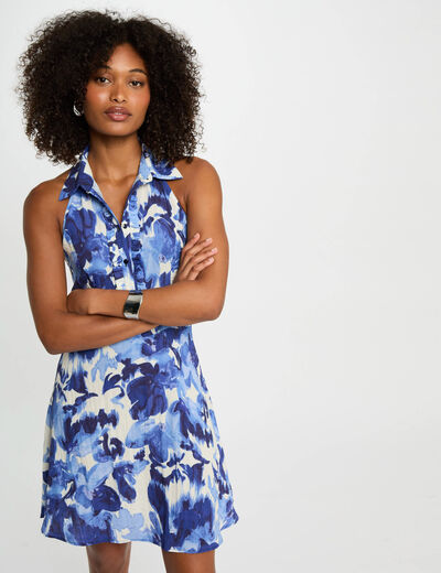 Vestido acampado estampado multicolor mujer